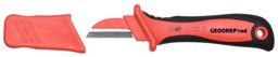 GEDORE red 2K-VDE-Kabelmesser GEDORE red VDE-Kabelmesser mit 2-Komponenten-Griff, handschonende Kraftübertragung, Feststehende, stabile Klinge mit gerader Schneide und Schutzkappe