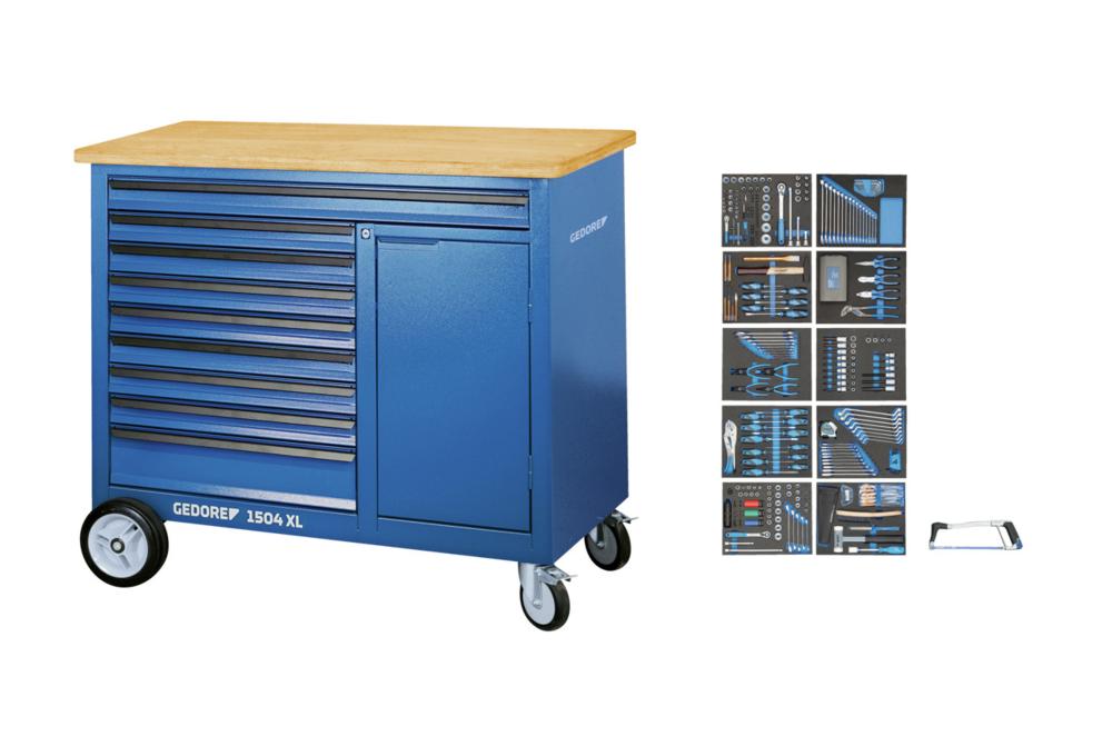 Bild von GEDORE 1504 XL-TS-308 Rollwerkbank mit 308-tlg. Werkzeugsortiment