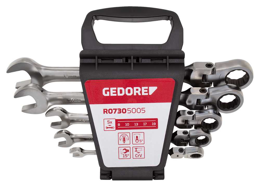 Gedore red Gelenk-Ringratschenmaulschlüssel-Satz 8-19 mm, 5 teilig, R07305005