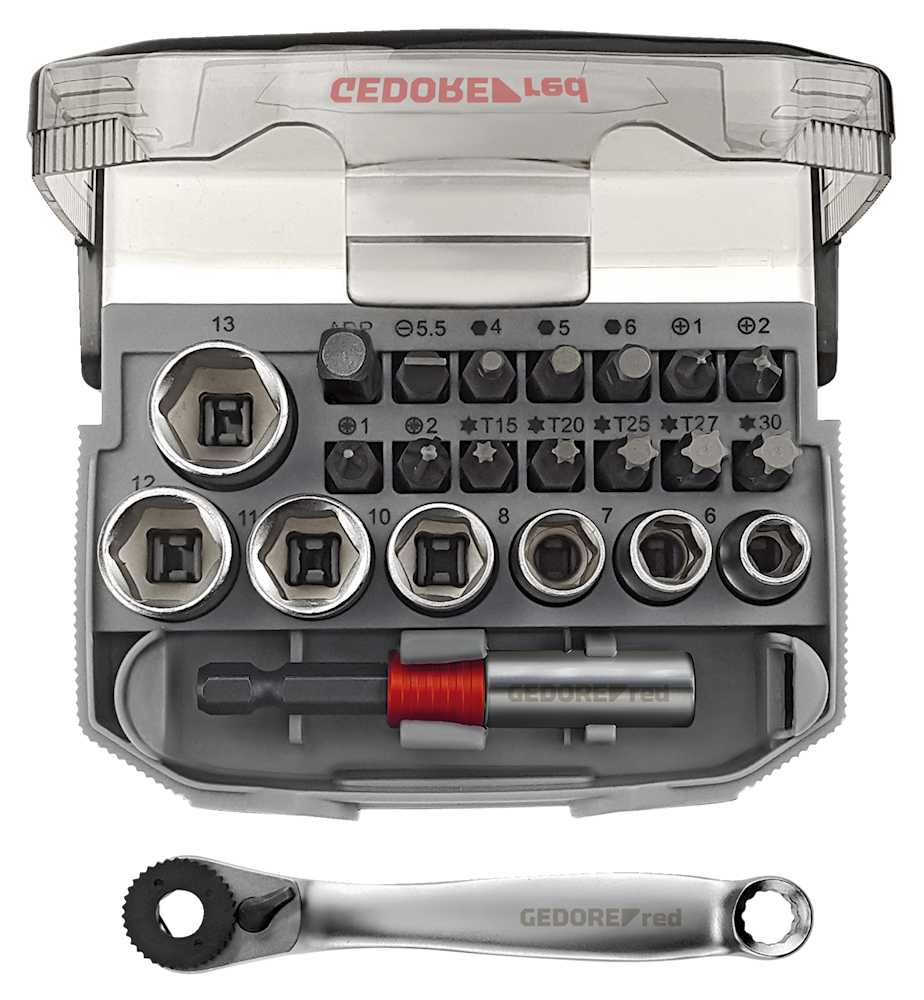 Gedore red Steckschlüssel-Satz 1/4 Zoll, 6-13 mm u. Bits 23-teilig