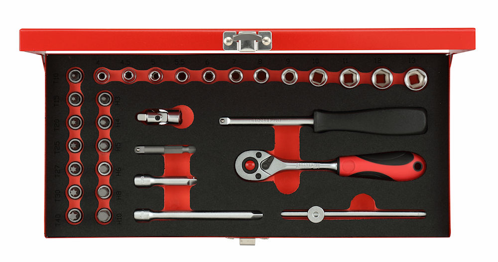 Bild von GEDORE Red Steckschlüssel-Satz 1/4 Zoll 4-13 mm 32-teilig